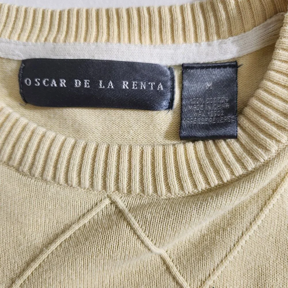 Vintage Oscar De La Renta Men’s Size Medium Yellow Long Sleeve Argyle Sweater